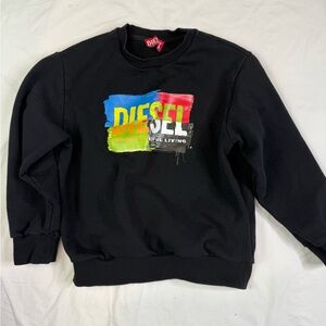 Diesel Boys Sweatshirt Pullover Sz 10 Black Color Crew Neck A020425